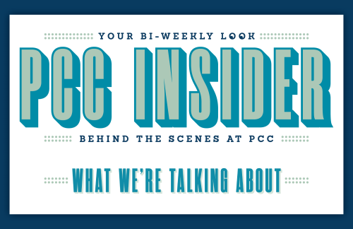 PCC Insider Email header graphics. The email newsletter is "your bi-weekly look behind the scenes at PCC."