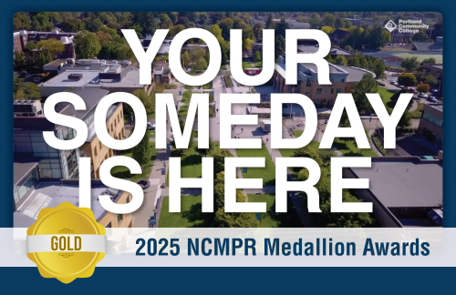 A still image captured from a video, featuring PCC's "Your someday is here," ad campaign. Gold 2025 NCMPR Medallion Award winner.