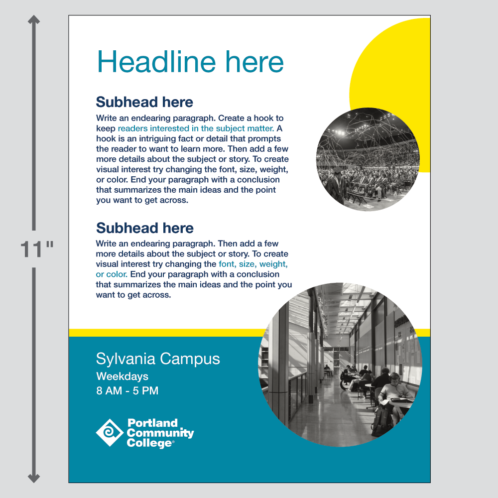 Adobe Express template for a college branded flyer - version 1.