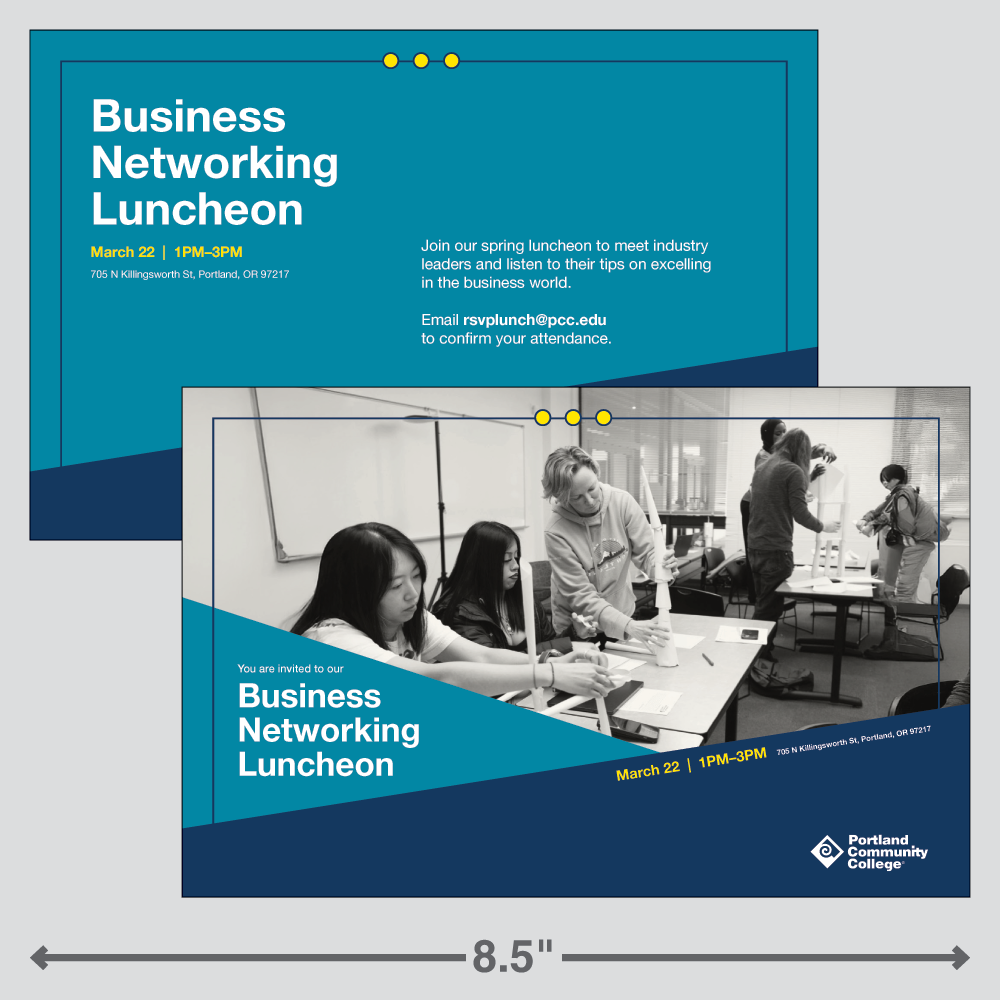 Adobe Express template for a college branded handout postcard - version 3.