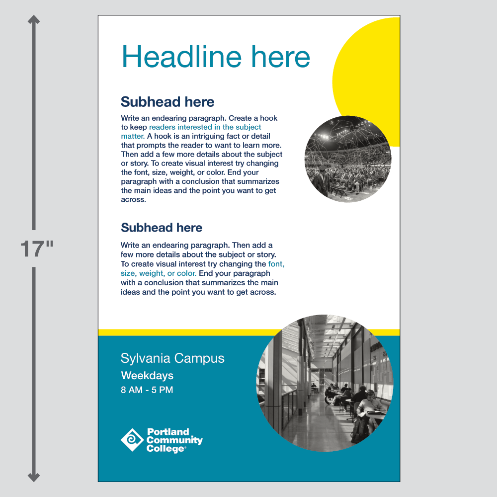 Adobe Express template for a college branded poster - version 1.