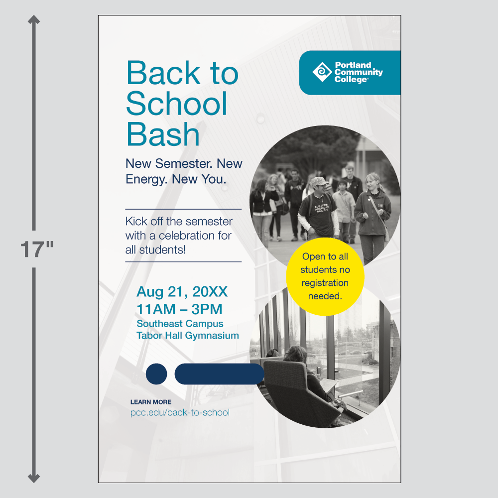 Adobe Express template for a college branded poster - version 2.