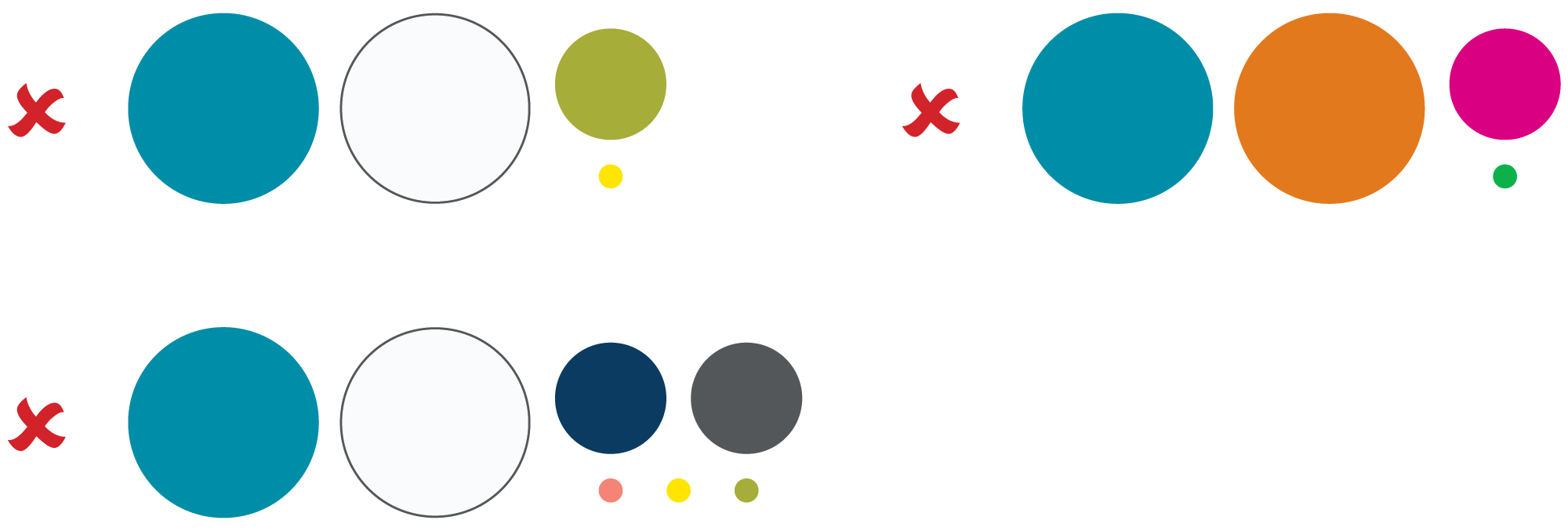 An example of the incorrect way to use brand and off-brand colors