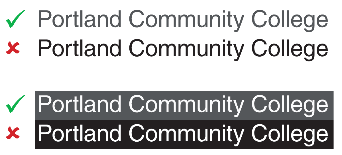 PCC brand font contrast example