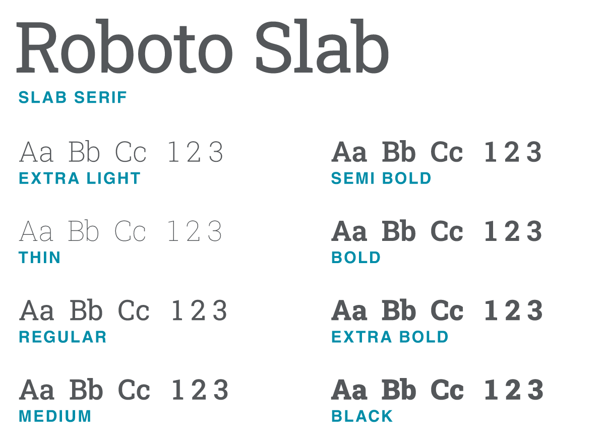 PCC brand font Roboto Slab example