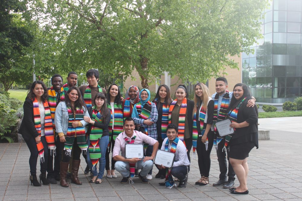 A group of PCC student leaders with certificates posing for a picture