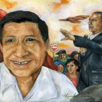 Official artwork depicting Hispanic leadership for this year's Semana de la Raza by student Alejandra Dominguez.