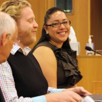 Charlene Gomez is interviewed by members of the Oregon State Senate on May 21.