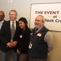 David Rule with Gov. John Kitzhaber (second from left), College President Preston Pulliams and a student.