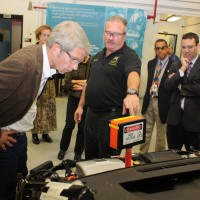 Schrader checks out the voltage of PCC's Toyota Prius mock up.
