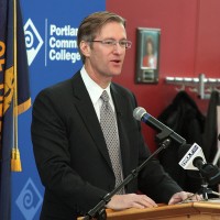 Standing alongside business leaders, students and educators, State Treasurer Ted Wheeler said the Opportunity Initiative would reduce the heavy burden of student debt while helping them become better prepared to create and fill the jobs of tomorrow.