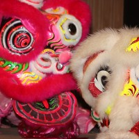 The big finale of the lion dance.