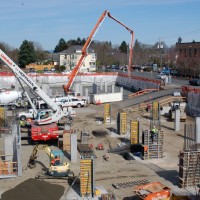 New underground garage will provide 210 stalls, The construction site is about 200 ft by 300 ft in size