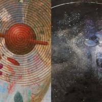 Left to right, Julia Stoops’ ‘Thought and Spirit,’ and Meg Peterson’s ‘Orbit II.’
