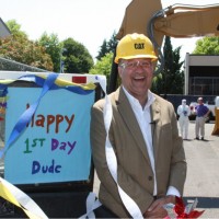 Since it is President Brown's first day, he has been inundated with lots of gifts at each campus and center. He is even getting welcoming signs on golf carts, which guided his shuttle onto the Rock Creek Campus.