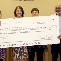 In a recent ceremony at the state Capitol Building, people pictured are, left to right, Interim PCC Grants Director Vanessa Wood, Grants Officer Bonnie Hester, Rock Creek Campus Dean of Instruction Cheryl Scott and Vice Provost for Academic Innovation and Student Success at Portland State University Sukhwant Jhaj.
