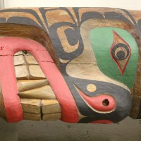 Towering carved cedar totem poles are part of the heritage of the Pacific Northwest Native tribes. They are filled with the images and myths from their world like bear, thunderbird, killer whale, and the like.