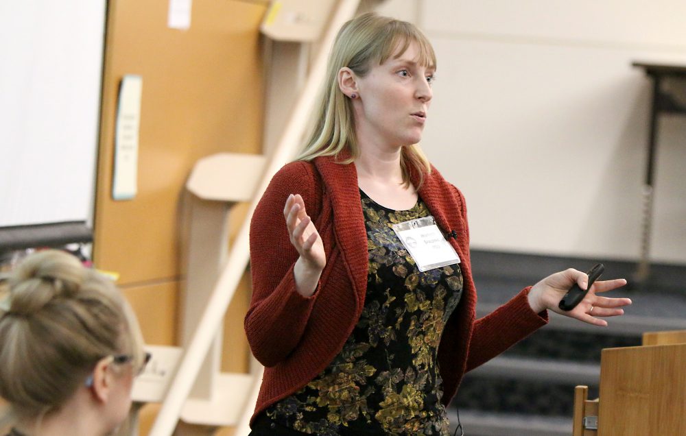 Heather Spalding speaks to the GPSEN attendees. She is the coordinator of PSU's Student Sustainability Center.