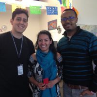 Computer science student George Gituri (right) says he's a regular visitor at Rock Creek's Multicultural Resource Center. He attended the center's recent open house along with assistant coordinator Eder Mondragón Quiroz (left) and Claudia Reinozo, coordinator of the Oregon Leadership Institute.