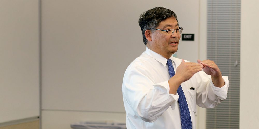 President Mitsui presenting