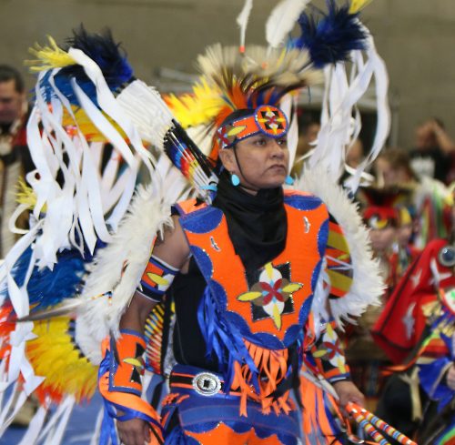 A dancer during the first grand entry at last year's PCC powwow.