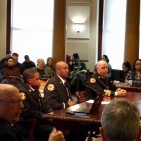Portland firefighters testify before the Portland City Council on the legacy of Gus Waterford. Photo by Christina Kline.