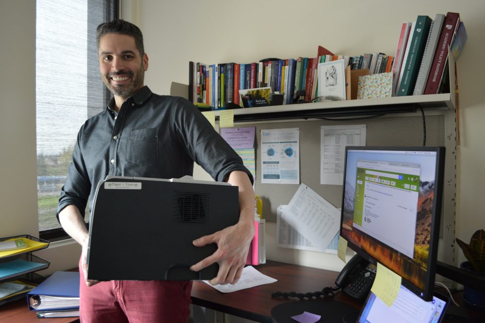 Jeremy Estrella is getting with the recycling printer program.