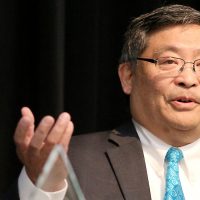 President Mitsui giving a presentation