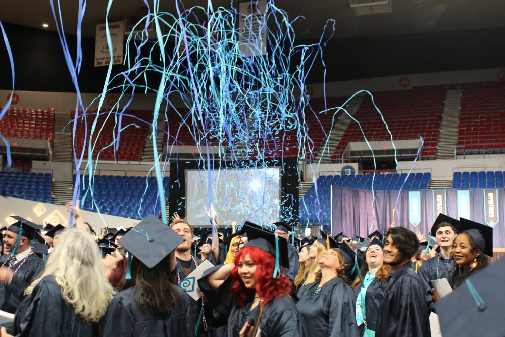 The shower of confetti wraps up 2018 commencement.