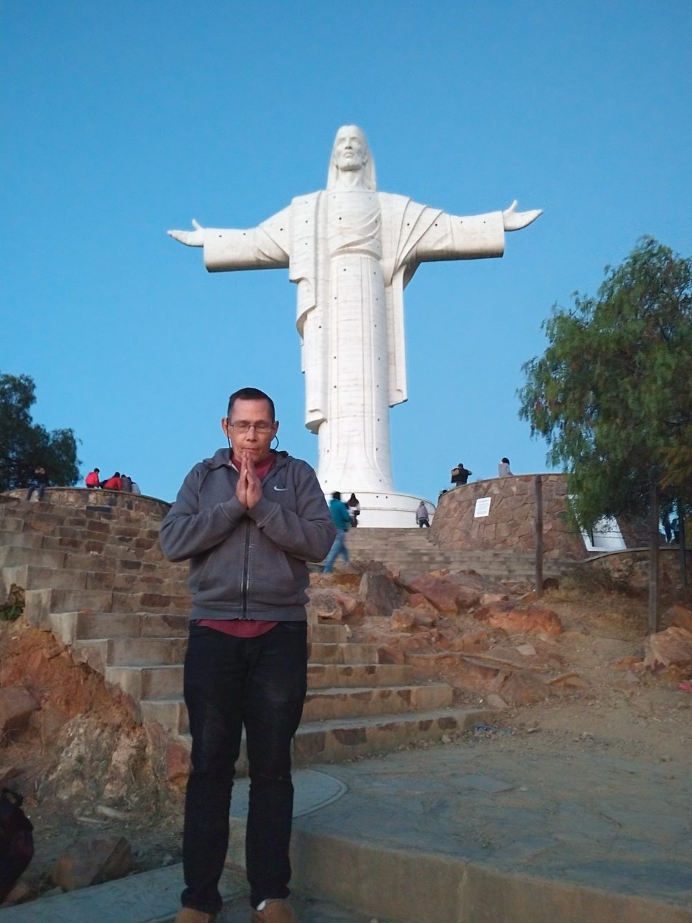This picture was taken July 8, 2018 in Cochabamba, Bolivia. This is the tallest statue of Jesus in the world. When building it the deliberately made it 6 inches taller than the very famous one in Rio de Janeiro, Brazil.