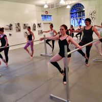 Group of dancers practice ballet