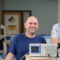 Mike Campbell and Korey Theberge in ET lab.