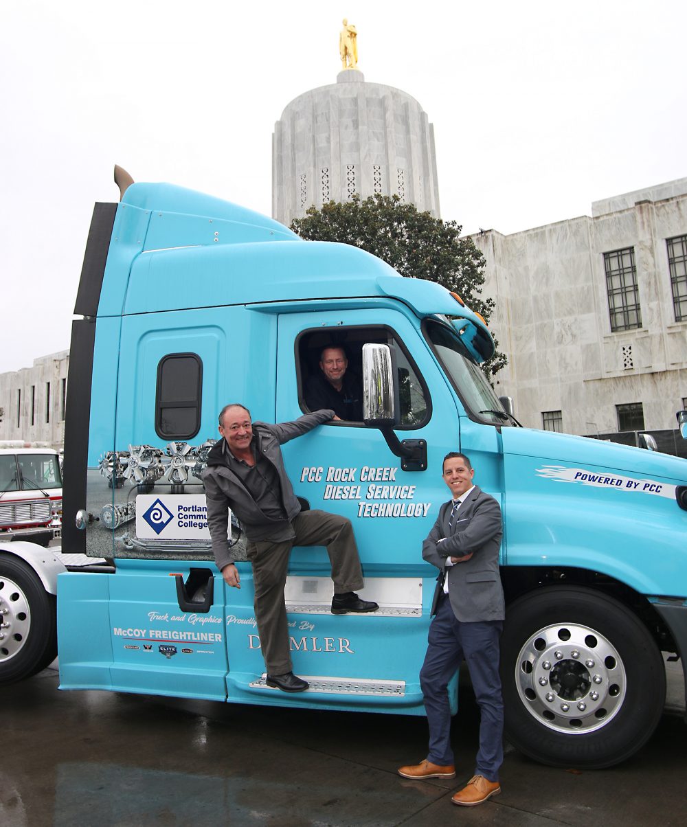 Russ Dunnington on a Freightliner rig.