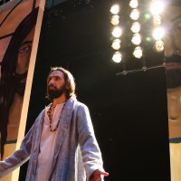 Jesus in front of the lights