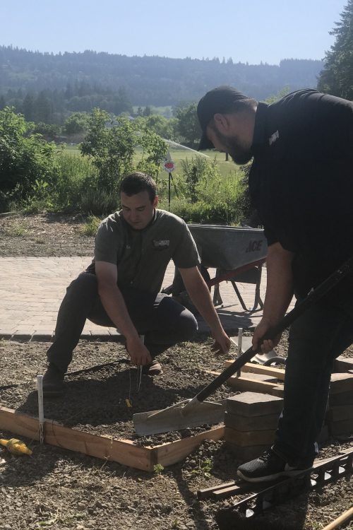 guys making the patio.