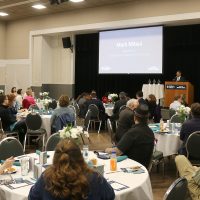 Mark Mitsui speaks to the crowd.