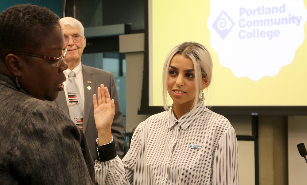 Hannah Alzgal gets sworn in.