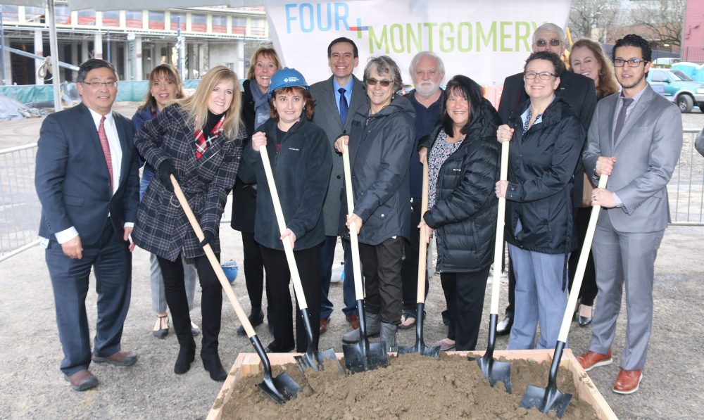 4th and Montgomery groundbreaking with shovels.