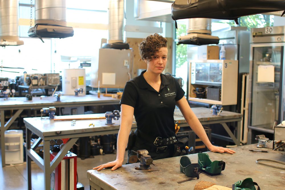 Leslie Smith in the electrical room.