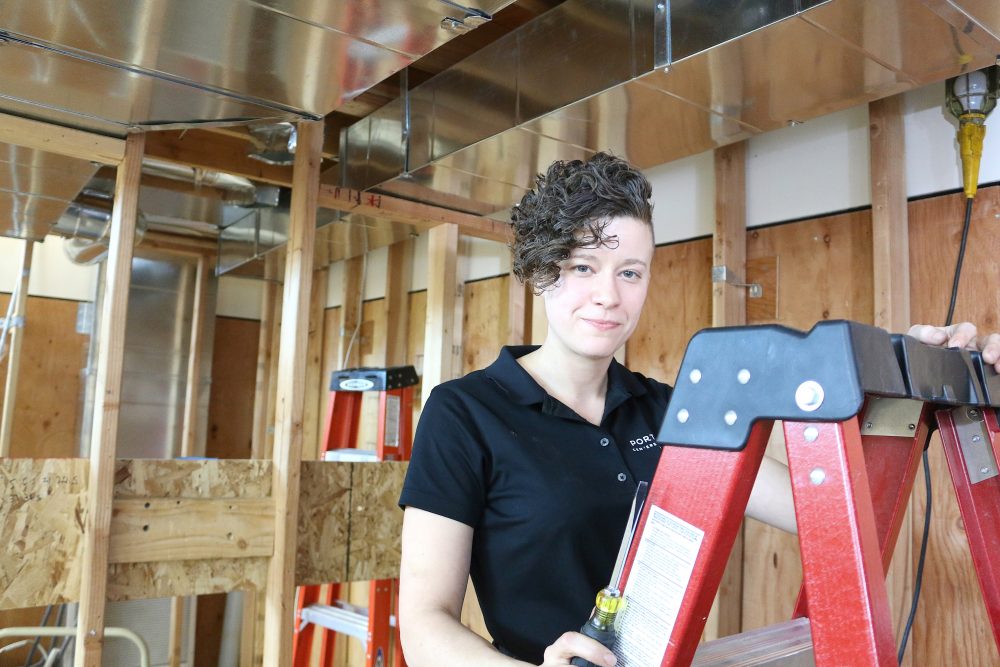 Leslie Smith in the HVAC lab.