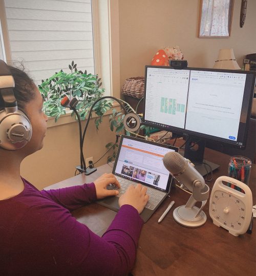 Cascade Academic Support Coordinator Amanda Harrison is hard at work from home.