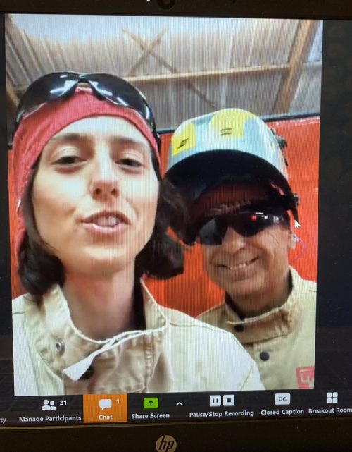 woman and man in welding protective clothing