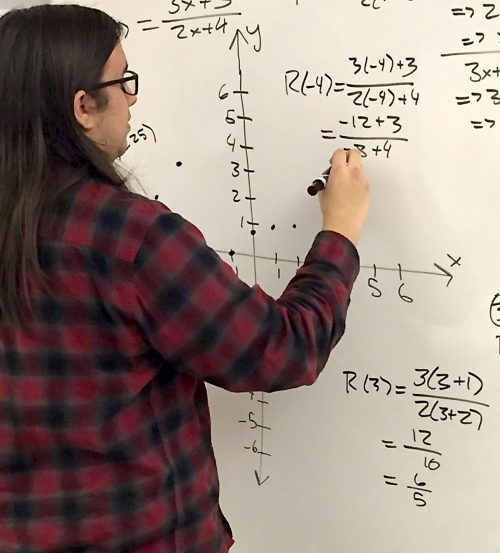 Jimenez tutoring math students at the Southeast Campus Student Learning Center.