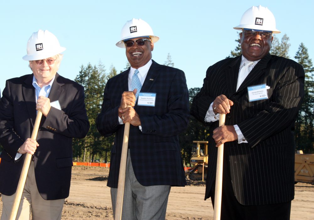 Newberg groundbreaking with Harold Williams, Preston Pulliams and David Squire.