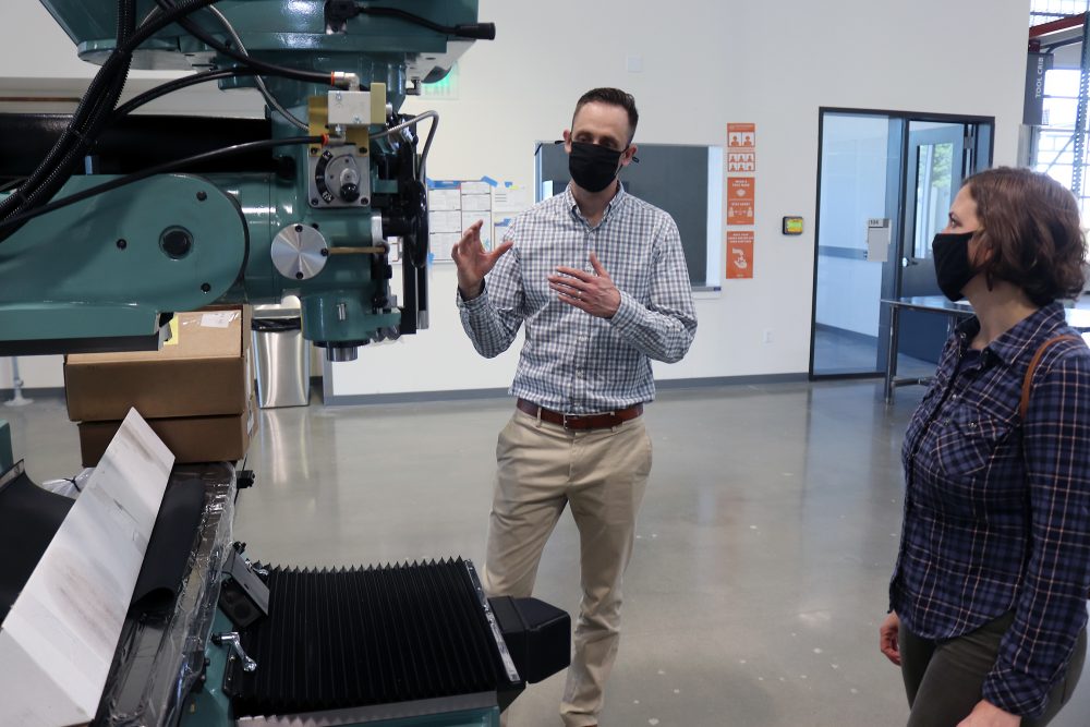 OMIC Training Center interior with lathe.