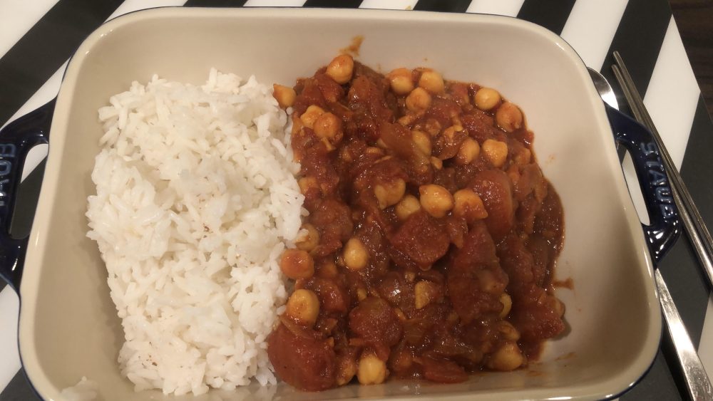 rice and garbanzo bean meal on a dish