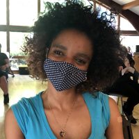 ESOL student in the waiting area after the vaccine