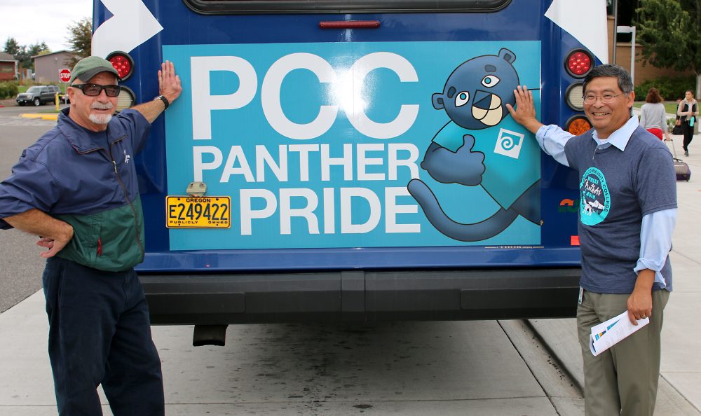 Mark in front of PCC shuttle
