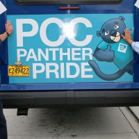 Mark in front of PCC shuttle