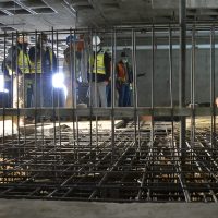 Reinforcing steel installation at HT ready to be filled with high strength concrete